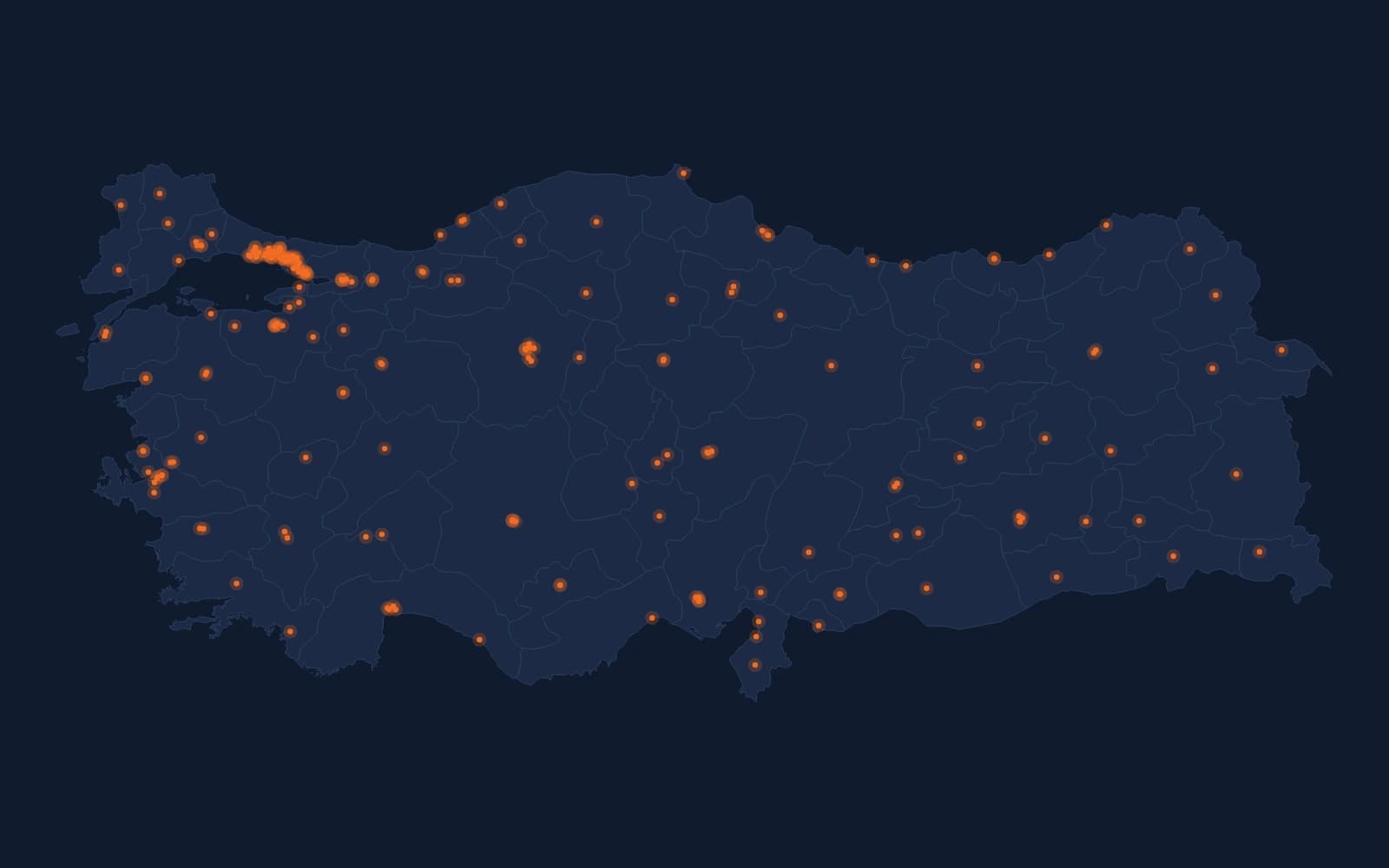 Türkiye geneli Checklas hizmet noktası ağı haritası