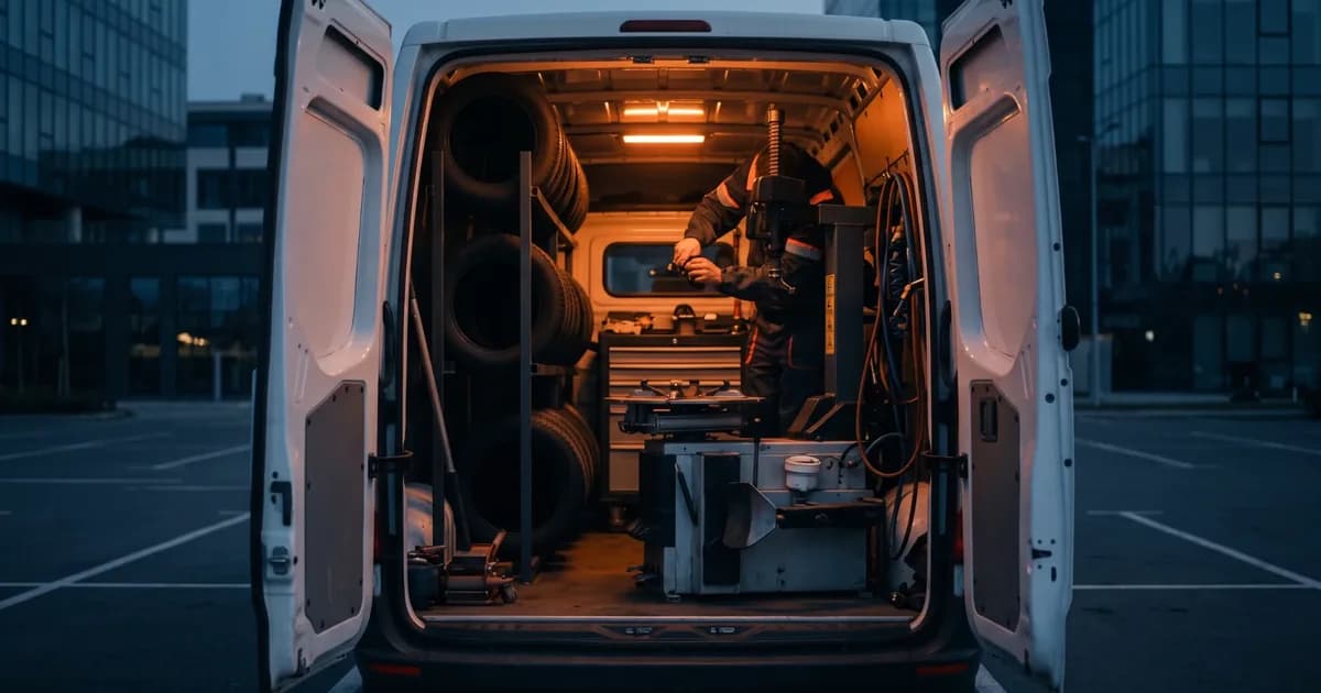 Mobil yerinde lastik değişimi: ekipmanlı mobil servis aracı